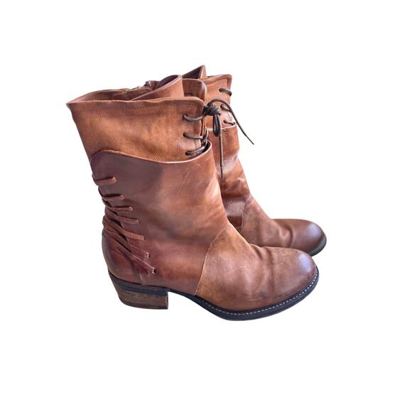 AS98 Shoes - AS98 Chet Katarina Brown Cognac Leather Mid Calf Boot Size EU 41 US 10